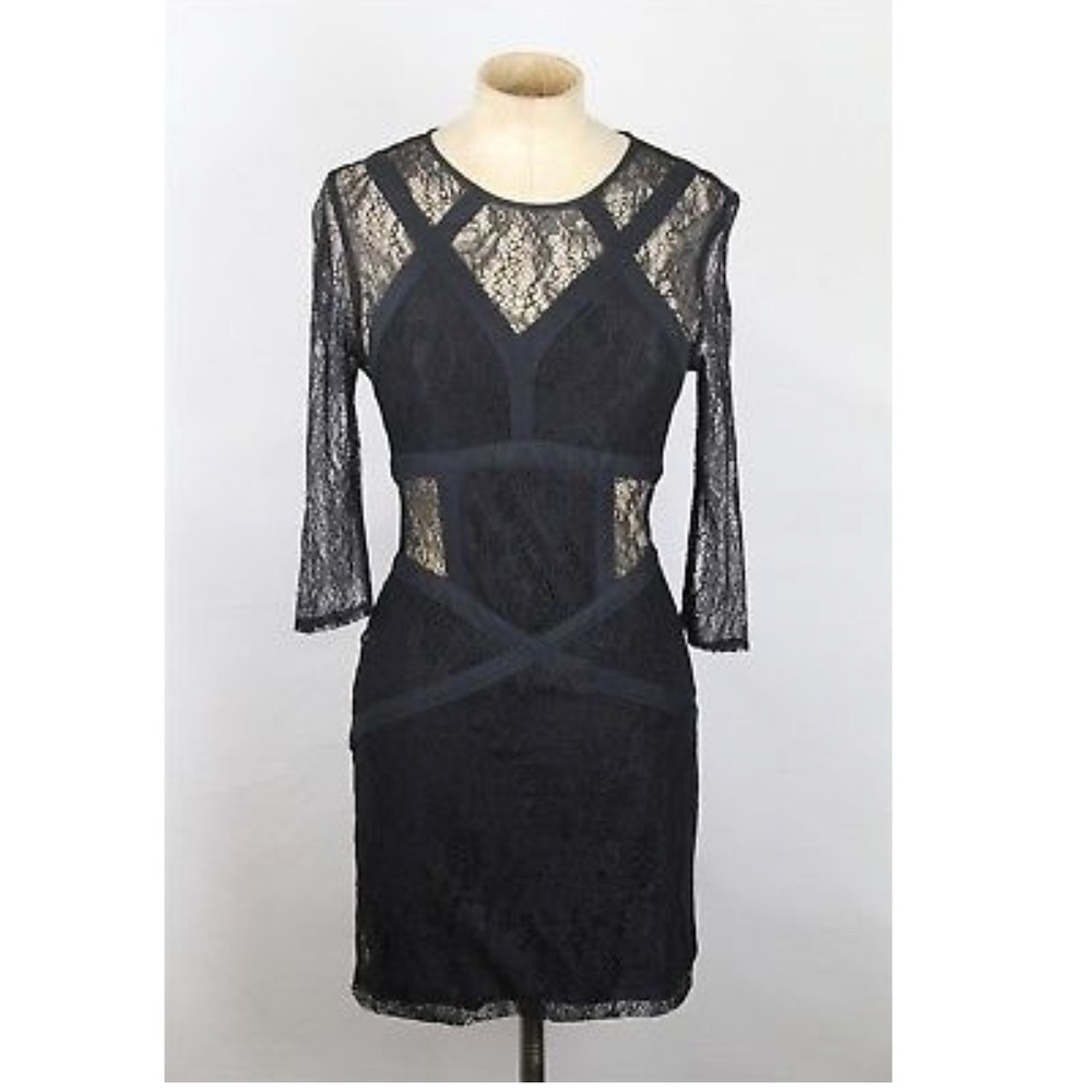 ALL SAINTS SPITALFIELDS BLACK cutout LACE DRESS
